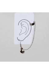 Gümüş Renk Zamak Ay Yıldız Tasarım Earcuff Gotik Küpe