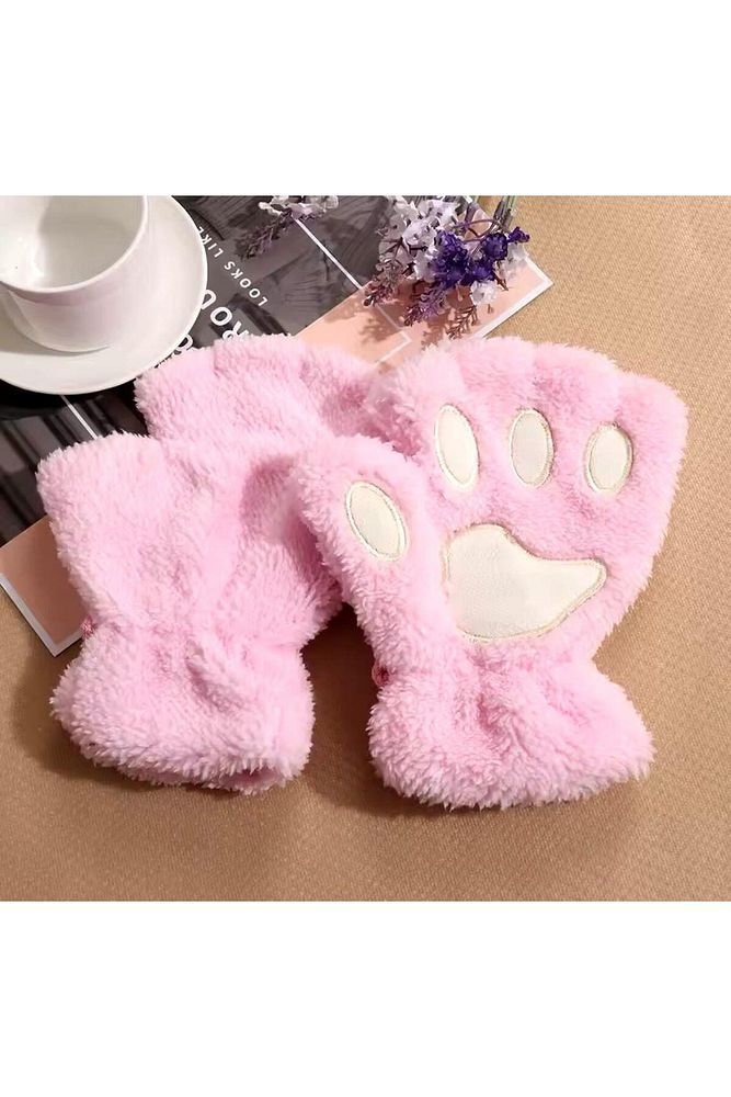 PEMBE PEMBE PATİ TASARIM PELUŞ ELDİVEN