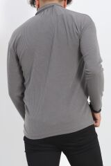 Polo Yaka Fermuarlı Erkek Sweatshirt Füme - 20128.1874.