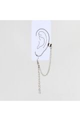 Gümüş Renk Zamak Zincir Tasarım Earcuff Gotik Küpe