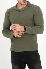 Polo Yaka Uzun Kol Erkek Sweatshirt Haki - 20127.1874.