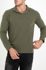 Polo Yaka Uzun Kol Erkek Sweatshirt Haki - 20127.1874.