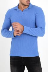 Polo Yaka Uzun Kol Erkek Sweatshirt Mavi - 20127.1874.