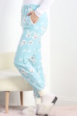 Paçası Peluşlu Polar Cepli Pijama Altı Mint - 20581.1287.