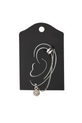 Zamak Obje Zincir Ear Cuff Küpe Silver Renk