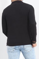 Polo Yaka Uzun Kol Erkek Sweatshirt Siyah - 20127.1874.