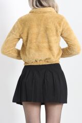 Fermuarlı Crop Peluş Sweat Camel - 9060.1153.