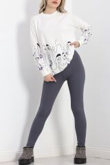 İki İplik Baskılı Tunik Sweat Ekru - 40046.555.