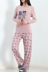 Baskılı Poliviskon Pijama Takımı Güllaci - 302.1287.