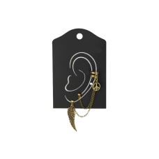 Obje Detay Zincir Ear Cuff Küpe Etnik Renk Peace Kanat