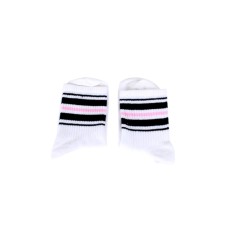 Beyaz Pembe Siyah Çizgili Tasarım Unisex Tenis Çorap 36-42