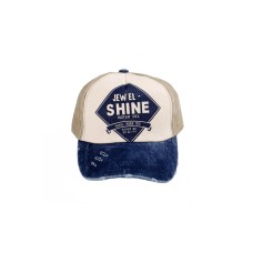 Lacivert Bej Shine Baskılı Eskitme Yıkabilir Kumaş Unisex Şapka-cap